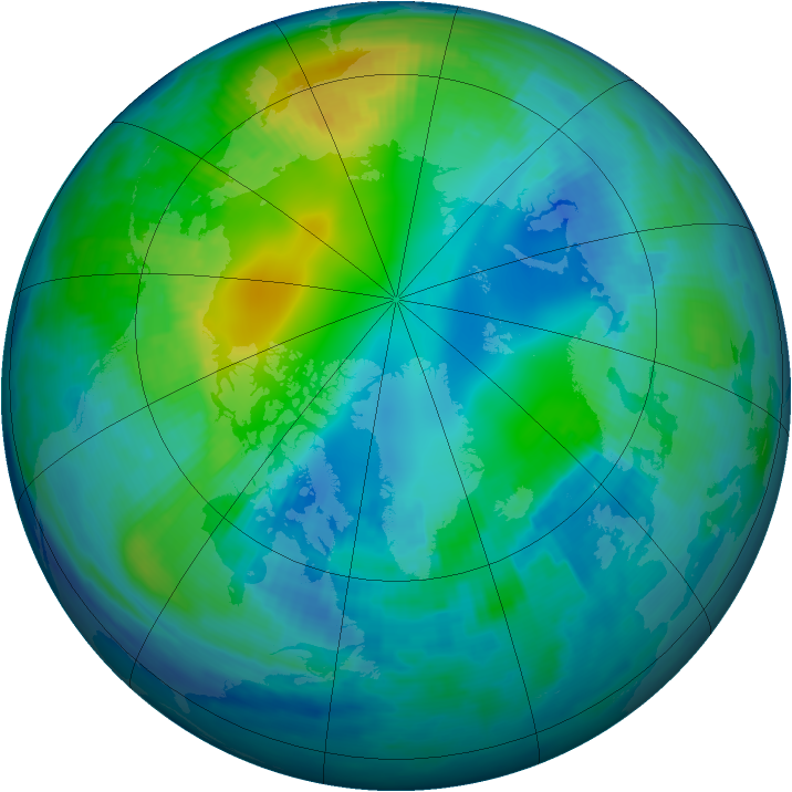 Arctic ozone map for 01 November 1996